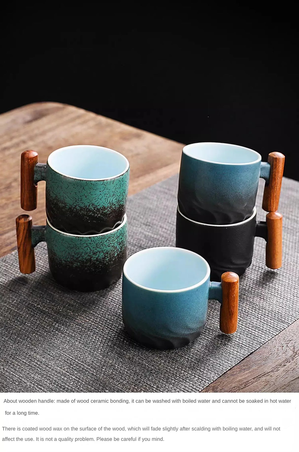 Creative Handmade Exquisite Coffee Cup Vintage Coffee Cup With Wooden Handle Mug Cups Mugs Drinkware Kitchen Dining Bar Home