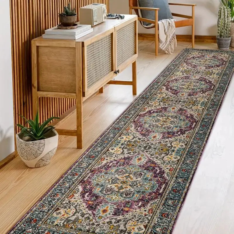 Bohemian Corridor Carpet Geometric Pattern Crystal Velvet Floor Mat - Julia M LifeStyles