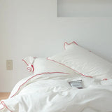 100%Washed Cotton Duvet Cover Set Comfy Simple Stripe Textured Soft Twin Double Queen Bedding set Flat/Fitted Sheet Pillowcases - Julia M LifeStyles