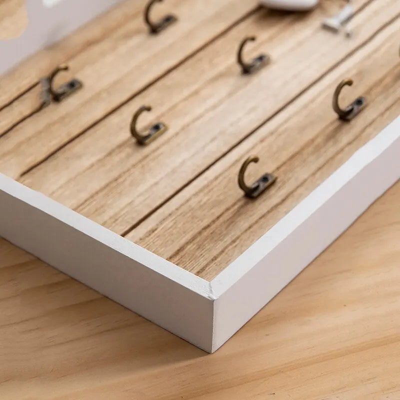6-Hook Wooden Metal Key Hook Board