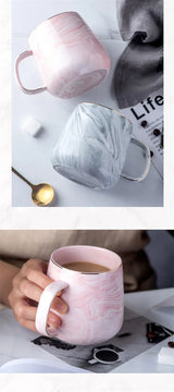 Nordic Marbled Ceramic Mug with Gold Rim