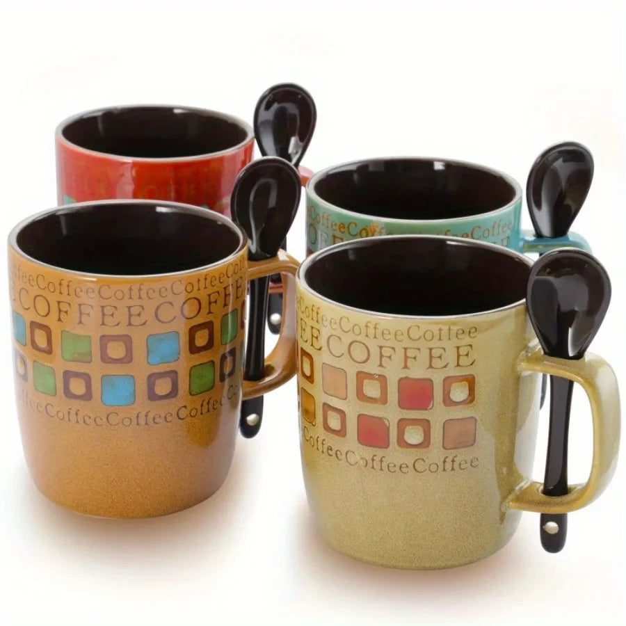 Multicolor Coffee Mug Set - 4-Piece Elegant Ceramic Collection