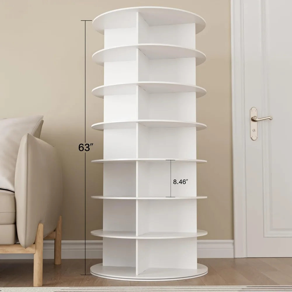 Rotating Shoe Rack Tower - 7-Tier Spinning Handbag Shoe Display Lazy Susan Organizer, 360° Revolving Shoe Rack Storage - Julia M LifeStyles