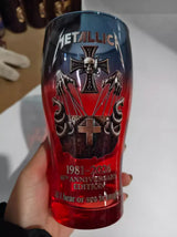 Metallica 45 Years of Fury Commemorative Glass, Vintage Heavy Metal Band Beer Mug, 3D Relief Blue Drinking Glass Rock Music