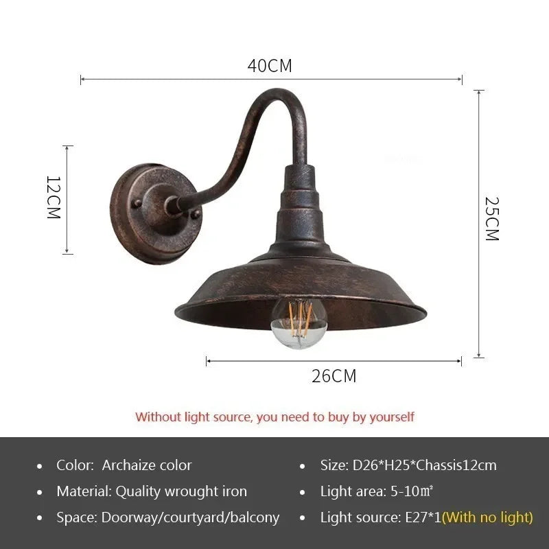 Retro Waterproof LED Wall Lamp Outdoor Courtyard Villa Garden Balcony Corridor Entrance Door E27 Decorative Lighting Fixture