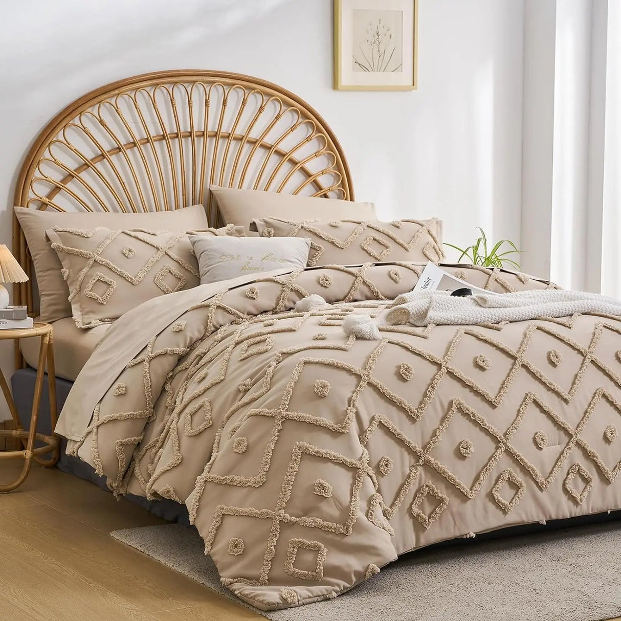 7 Pcs solid color tufted quilt set, microfiber soft and lightweight, durable and easy to wash bedding set , for all seasons Julia M LifeStyles