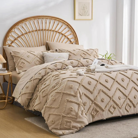 7 Pcs solid color tufted quilt set, microfiber soft and lightweight, durable and easy to wash bedding set , for all seasons Julia M LifeStyles