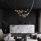 2025 Modern WaterDrop Leather LED Pendant LampsBelt Glass Ball Ceiling Chandelier Home Decor Hall Villa Living Lighting Fixture Julia M LifeStyles