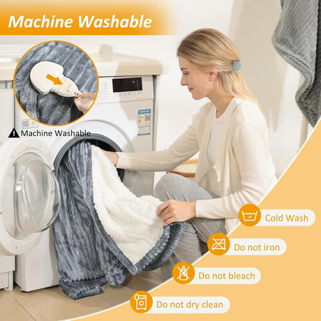 CozyFlame Electric Heating Blanket - Striped Flannel Comfort - Julia M LifeStyles