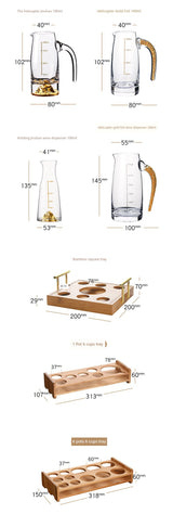 Crystal Glass Wine Decanter Set with Gold Foil Shot Cup