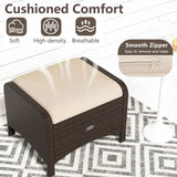 2 Pieces Outdoor Patio Furniture PE Wicker Ottomans with Removable Cushions Julia M LifeStyles