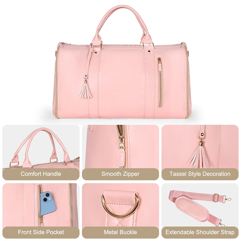 2in1 Convertible Garment Bag Foldable Suit Storage Bag Large Capacity Travel Duffle Bag Waterproof Tote Fitness Gym Bag - Julia M LifeStyles