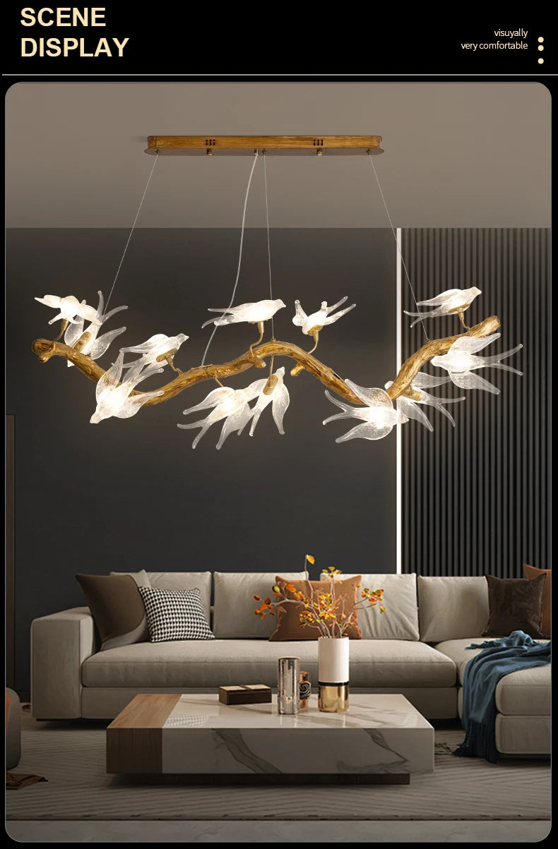 Artpad Designer Glass Bird Song Crystal Chandelier