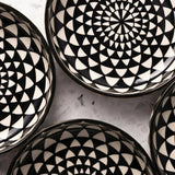 Medallion 4-Pack Ceramic Low Bowls Black and White,  ramen bowl,  ceramic bowl,  noodle bowl, bowl set Julia M LifeStyles