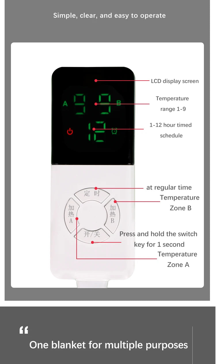 Smart Electric Heating Blanket with Automatic Thermostat