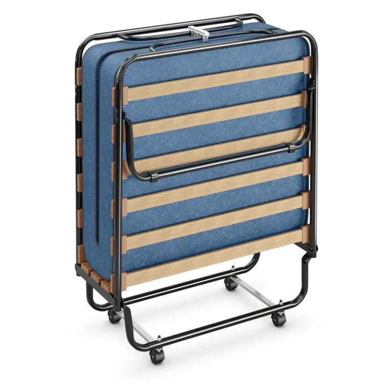 Italian Portable Folding Bed with Memory Foam Mattress & Metal Frame