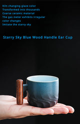 Creative Handmade Exquisite Coffee Cup Vintage Coffee Cup With Wooden Handle Mug Cups Mugs Drinkware Kitchen Dining Bar Home