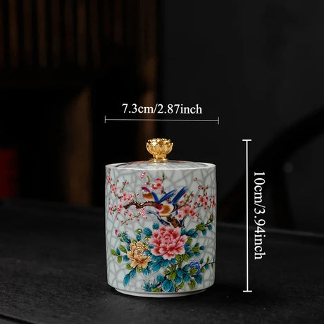 1PC Ceramic Storage Jar with Lid Coffee Table Tea Jar Living Room Candy Jar Household Kitchen Supplies Cereal Dispenser Julia M LifeStyles