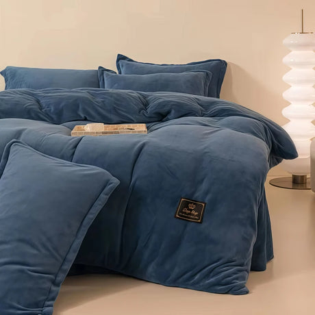 Wostar Luxury Solid Color Flannel Duvet Cover Set, 220x240 cm