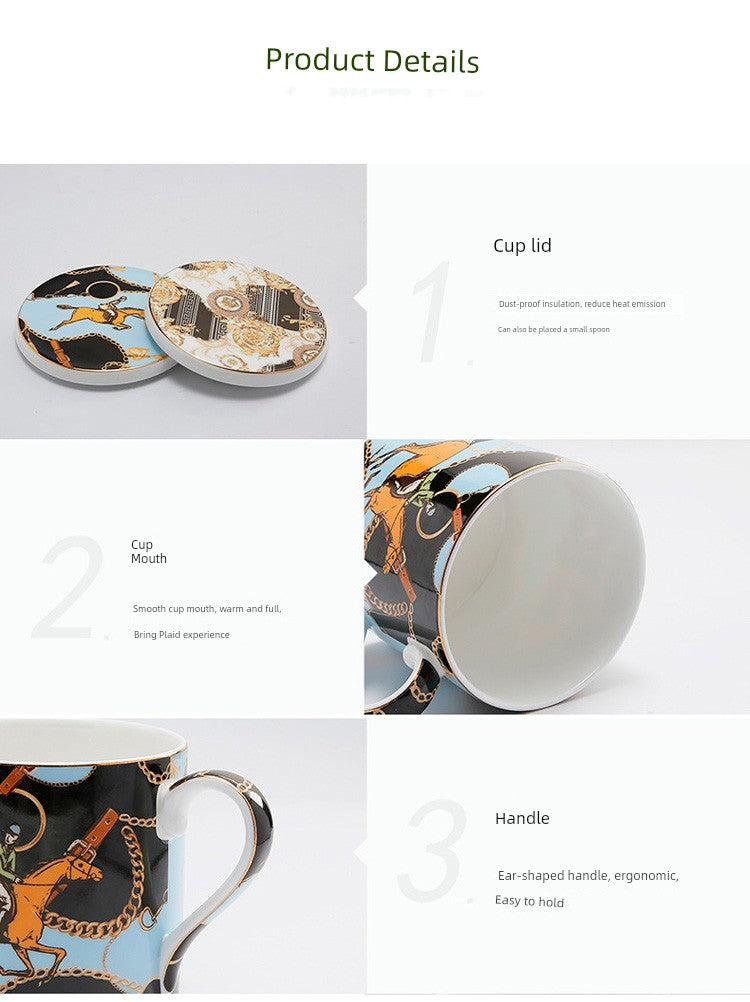 Florence Exquisite European-Style Bone China Mug with Lid and Spoon Julia M LifeStyles