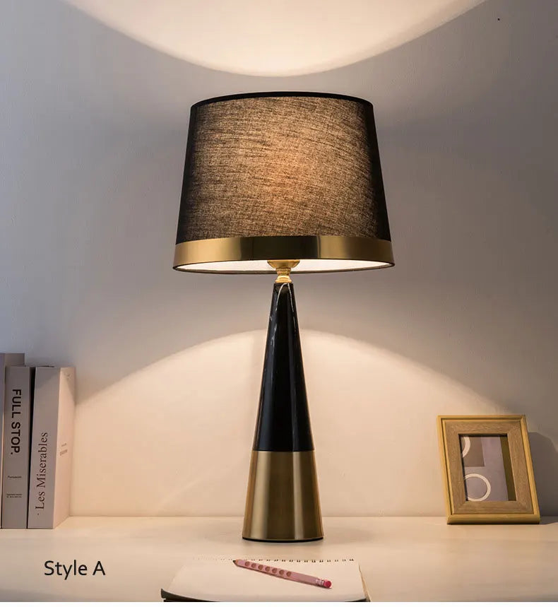 Metal Bedroom Bedside Lamp Modern Simple Cloth Cover Decorative Desk Lamp Nordic Hotel Living Room Office Reading Lamp