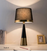 Metal Bedroom Bedside Lamp Modern Simple Cloth Cover Decorative Desk Lamp Nordic Hotel Living Room Office Reading Lamp
