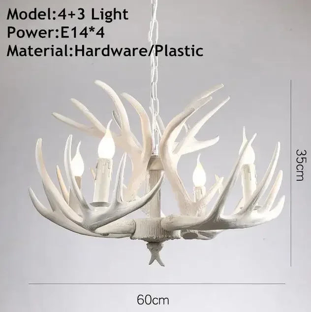 Rustic Alpine Hand-Crafted Deer Antler Pendant Chandelier