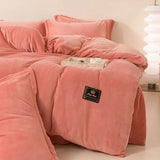 Wostar Luxury Solid Color Flannel Duvet Cover Set, 220x240 cm