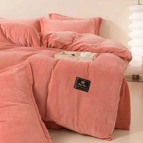 Wostar Luxury Solid Color Flannel Duvet Cover Set, 220x240 cm