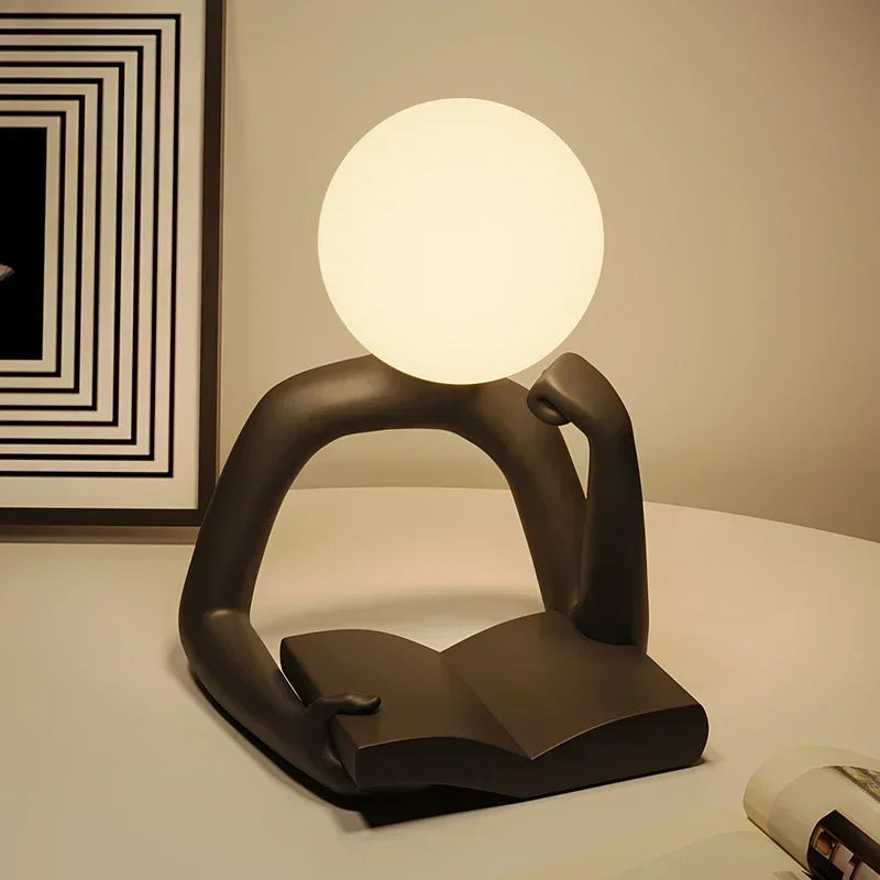 Modern Resin Abstract Statue LED table Light Figurine Model Craft Sculpture Ornament Home Decor Desktop Wine Cabinet Decoration
