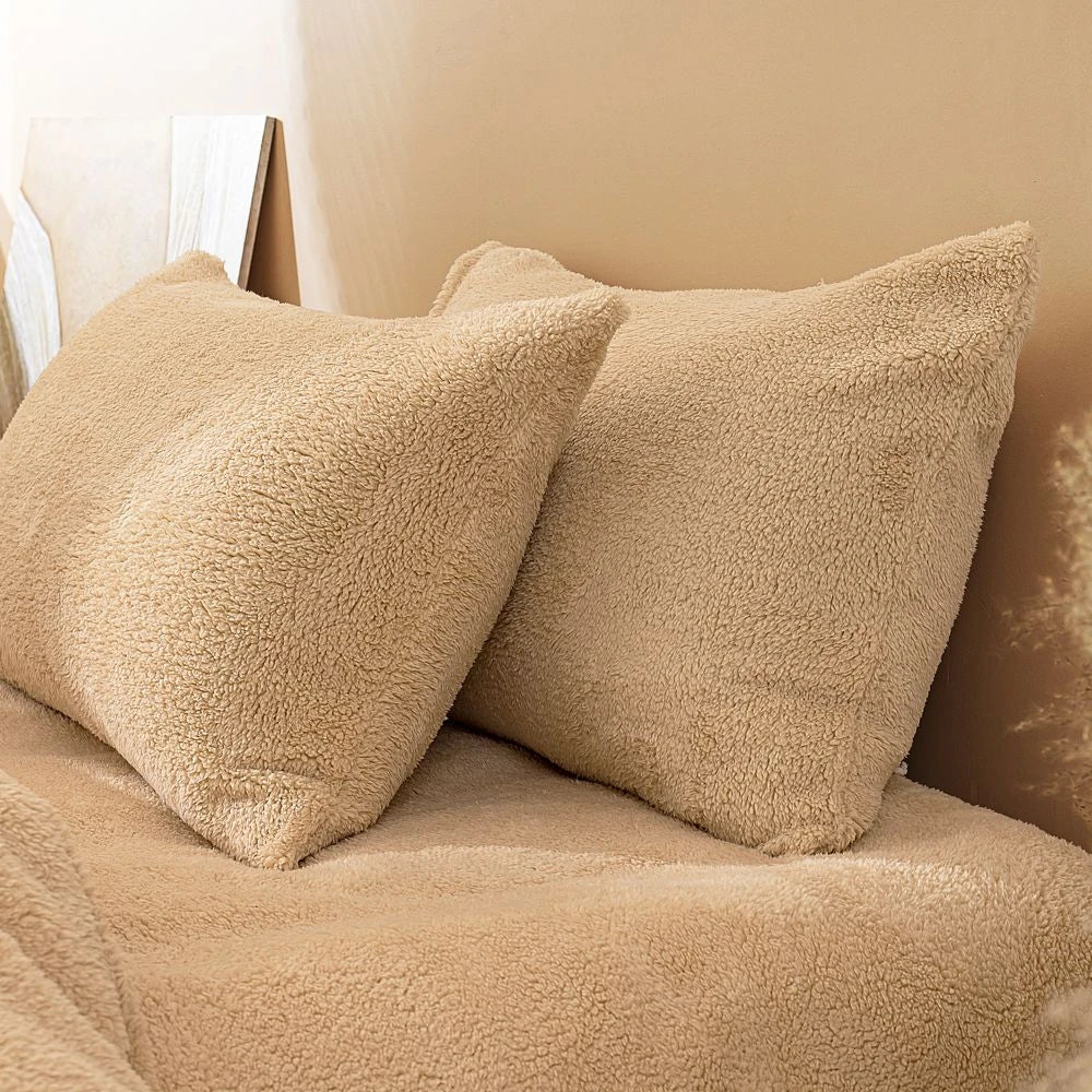 Plush Fleece Duvet Cover Set with Sheet, 4-Piece