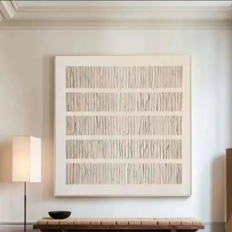 Custom Design White Beige 3D Textured Minimalist Handmade Wabi-Sabi Abstract Oil Painting for Home Hotel Office Wall Art Decor