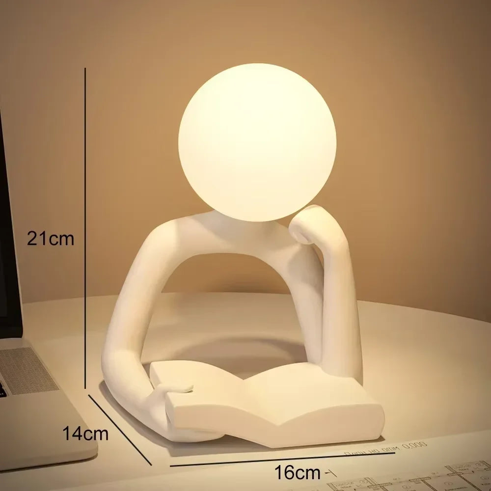 Modern Resin Abstract Statue LED table Light Figurine Model Craft Sculpture Ornament Home Decor Desktop Wine Cabinet Decoration