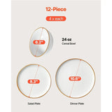 12-Piece White Ceramic Dinnerware Set Includes Plates and Bowls for 4 Servings Julia M LifeStyles