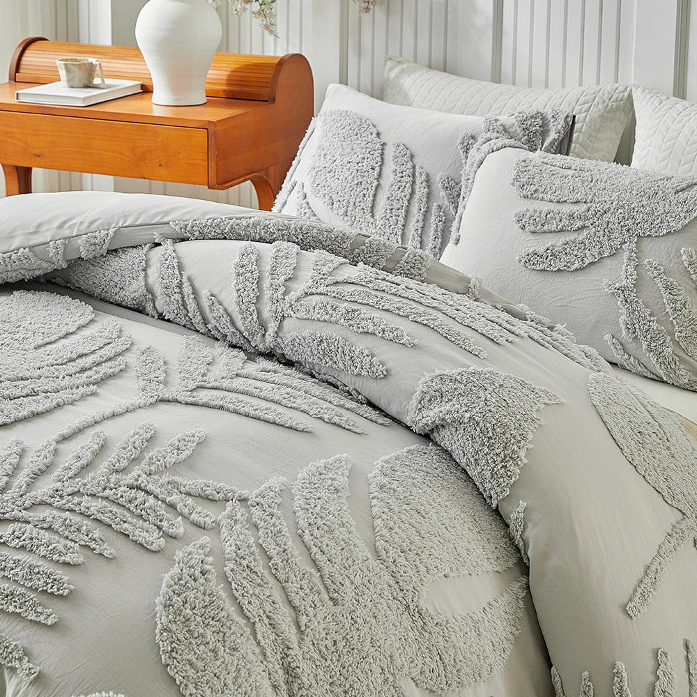 New Monstera Leaves Tufted Duvet Cover Set Single Double Bedding Set King Soft Comfortable Durable Quilt Cover and Pillowcases