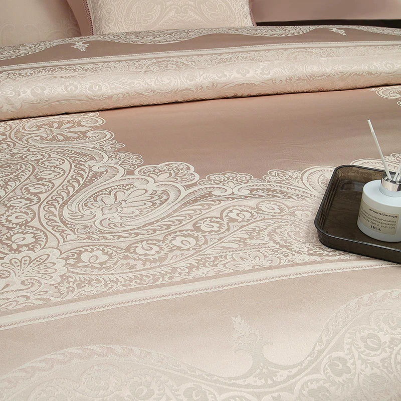 4/7Pcs Luxury Soft Silky Egyptian cotton Damask Satin Bedding Set Super King Duvet Cover Flat Sheet/Fitted Sheet Pillowcases Julia M LifeStyles
