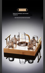 Crystal Glass Wine Decanter Set with Gold Foil Shot Cup