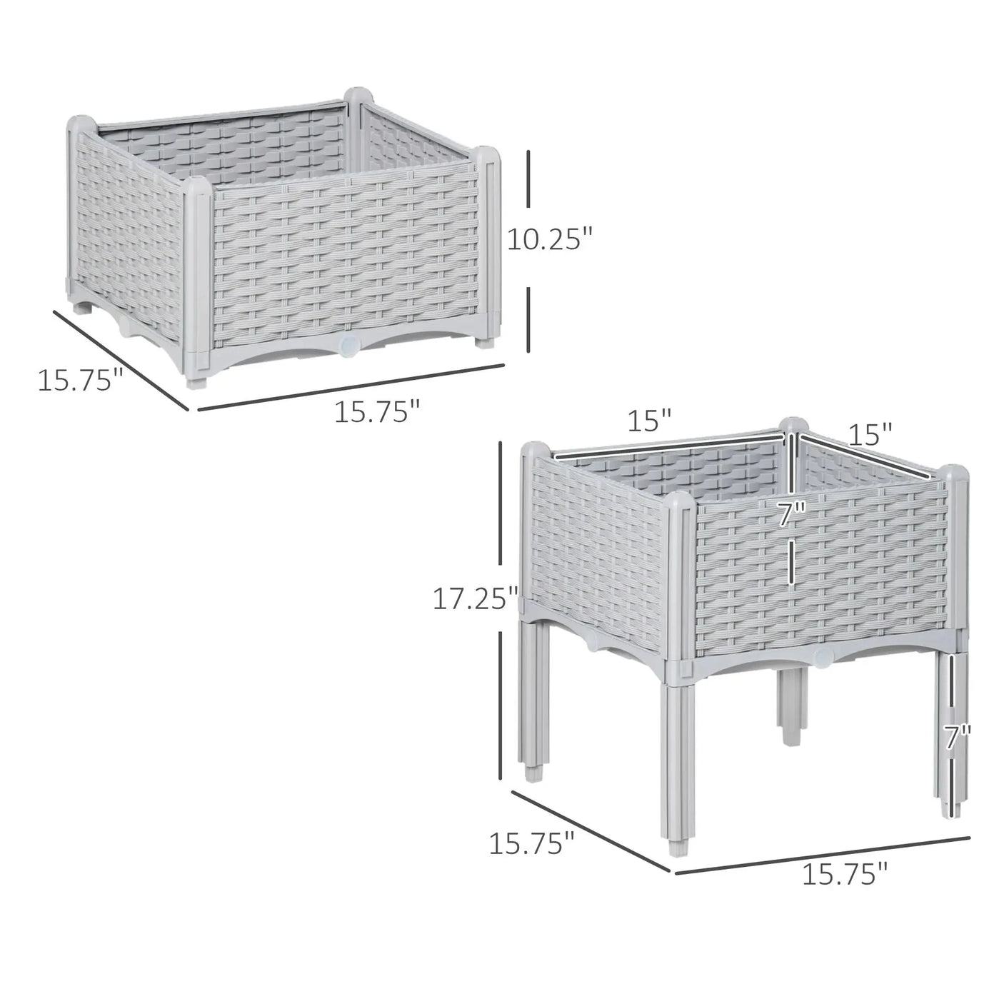 2-Piece Gray Raised Garden Bed with Self-Watering Legs for Growing Herbs & Vegetables Julia M LifeStyles