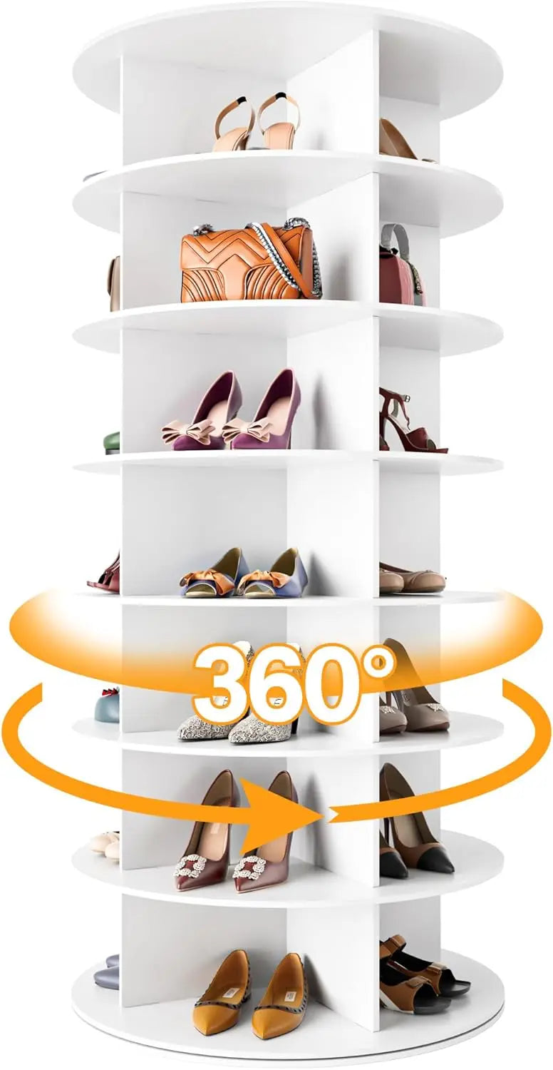 Rotating Shoe Rack Tower - 7-Tier Spinning Handbag Shoe Display Lazy Susan Organizer, 360° Revolving Shoe Rack Storage - Julia M LifeStyles
