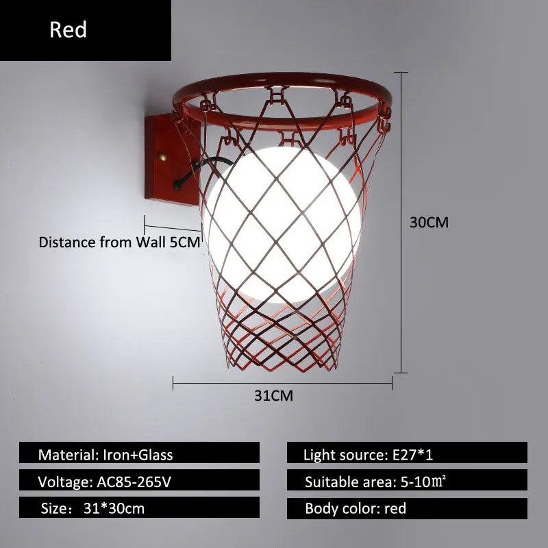 Nordic Creative Wall Lamp Living Room Corridor Pub Bedroom Study Children's Room Personalized Basketball Wall Lamp Wall Sconce