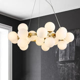 Modern Clear White Glass Bubble Pendant Lamp Round Chandelier Light Fixture for Living Dining Room Bedroom Kitchen Home Decor