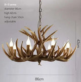Rustic Alpine Hand-Crafted Deer Antler Pendant Chandelier
