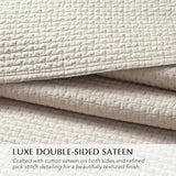 Cotton Sateen Pick-Stitch Quilt Set Queen Size – 100% Cotton Lightweight Coverlet, All-Season Quilt with 2 Shams, Parchment