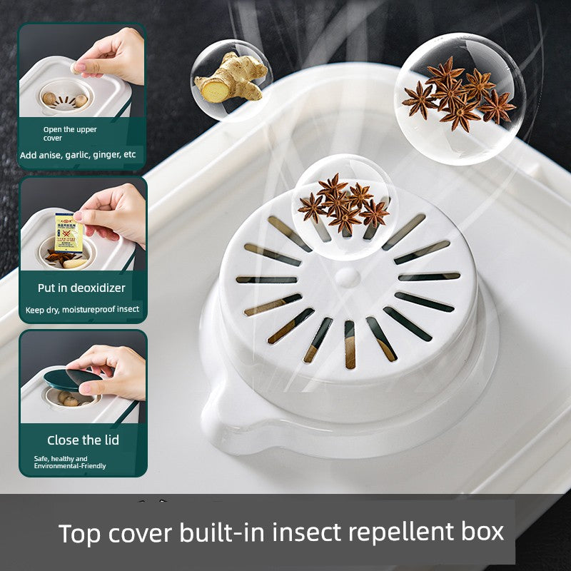 Insect repellent box with top cover and usage instructions on a white background