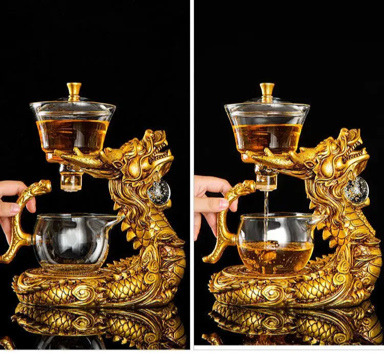 Dragon Automatic Tea Set Magnetic Suction Glass Lazy Kung Fu Teapot Set Household Heat-resistant Tea Maker Julia M LifeStyles