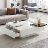 High Gloss Adjustable Center Table with Hidden Drawers - Julia M LifeStyles