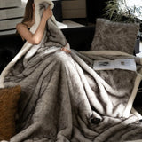 Lumière Gradient Faux Fur Throw Blanket | Plush Luxury Sofa &amp; Bed Accent