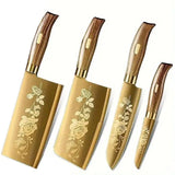 4-Piece Titanium-Coated Kitchen Knife Set
