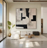Custom Design White Beige 3D Textured Minimalist Handmade Wabi-Sabi Abstract Oil Painting for Home Hotel Office Wall Art Decor