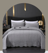 JULIA 3 Pieces Solid Color Embroidered Quilt Set